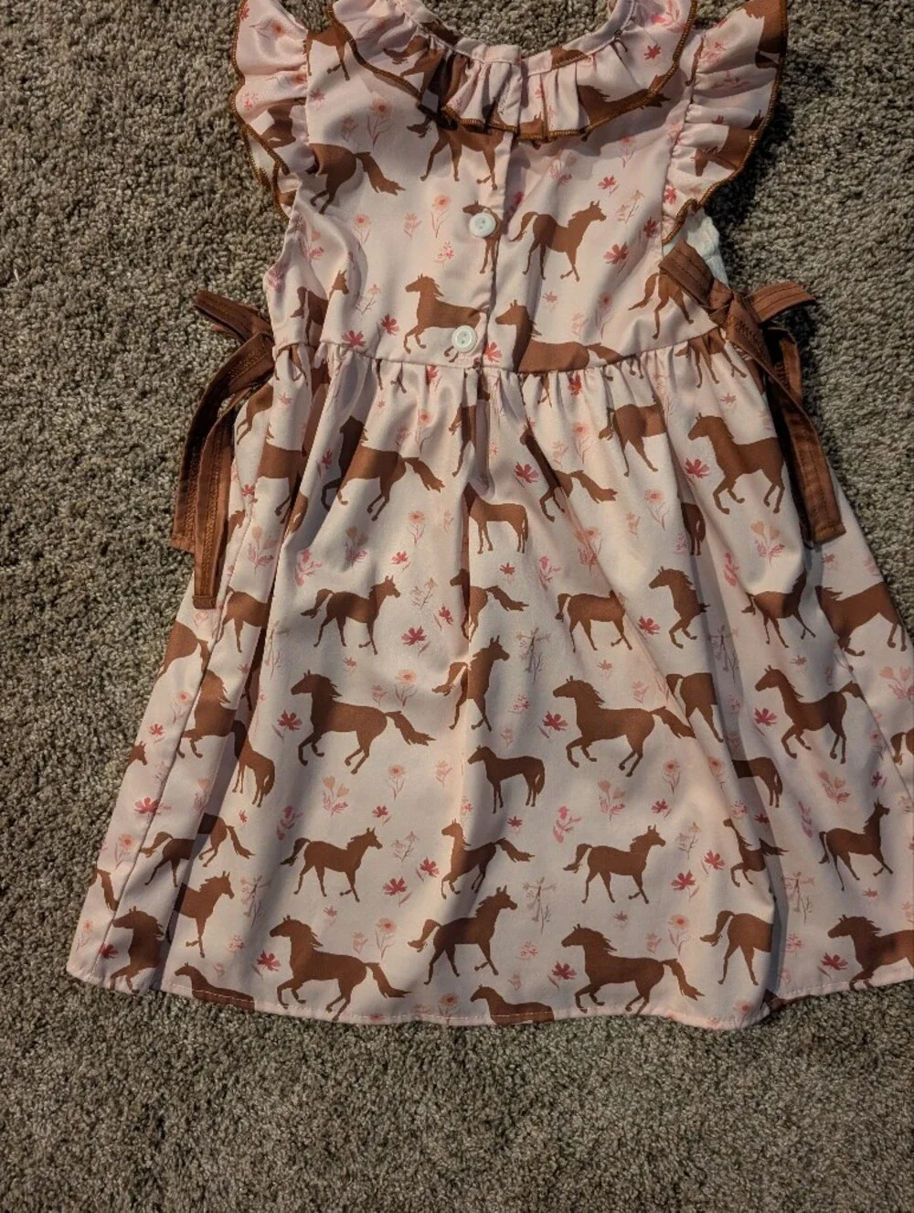 MINKPINK Pink Dress with Brown Horse Print and Brown Straps